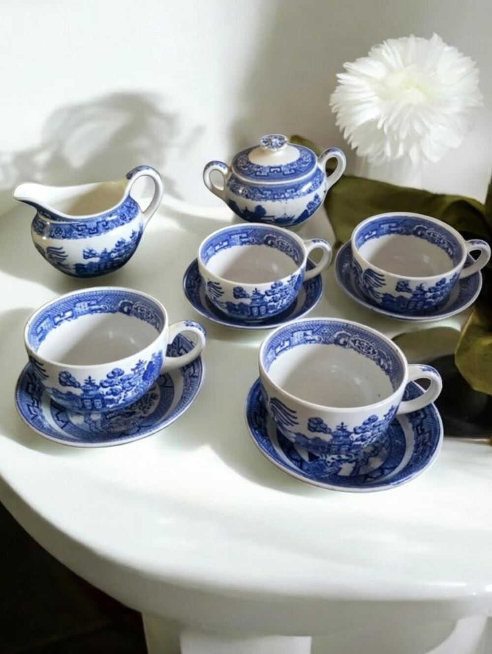 VINTAGE HOMER LAUGHLIN BLUE WILLOW PATTERN Tableware 11 Pc. Set